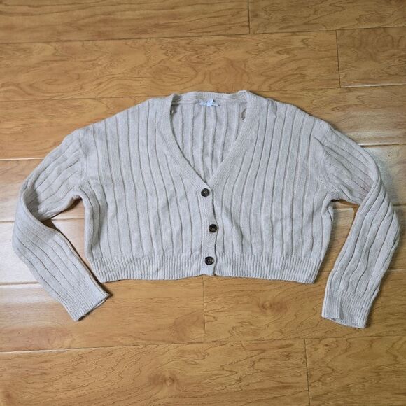 GARAGE Cropped Cream Cardigan Size M - Picture 1 of 5